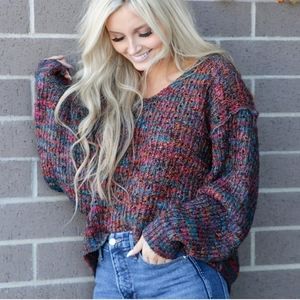 Free People Rainbow Knit Sweater